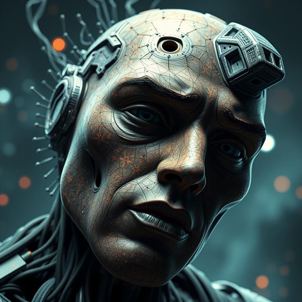 Dystopian Biometric Imagineer in Digital 3D Art
