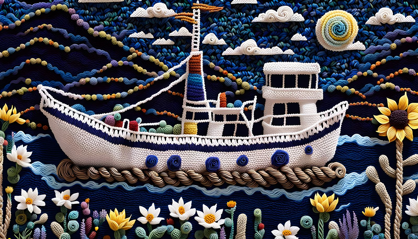 Boat made of yarn  by @Josh