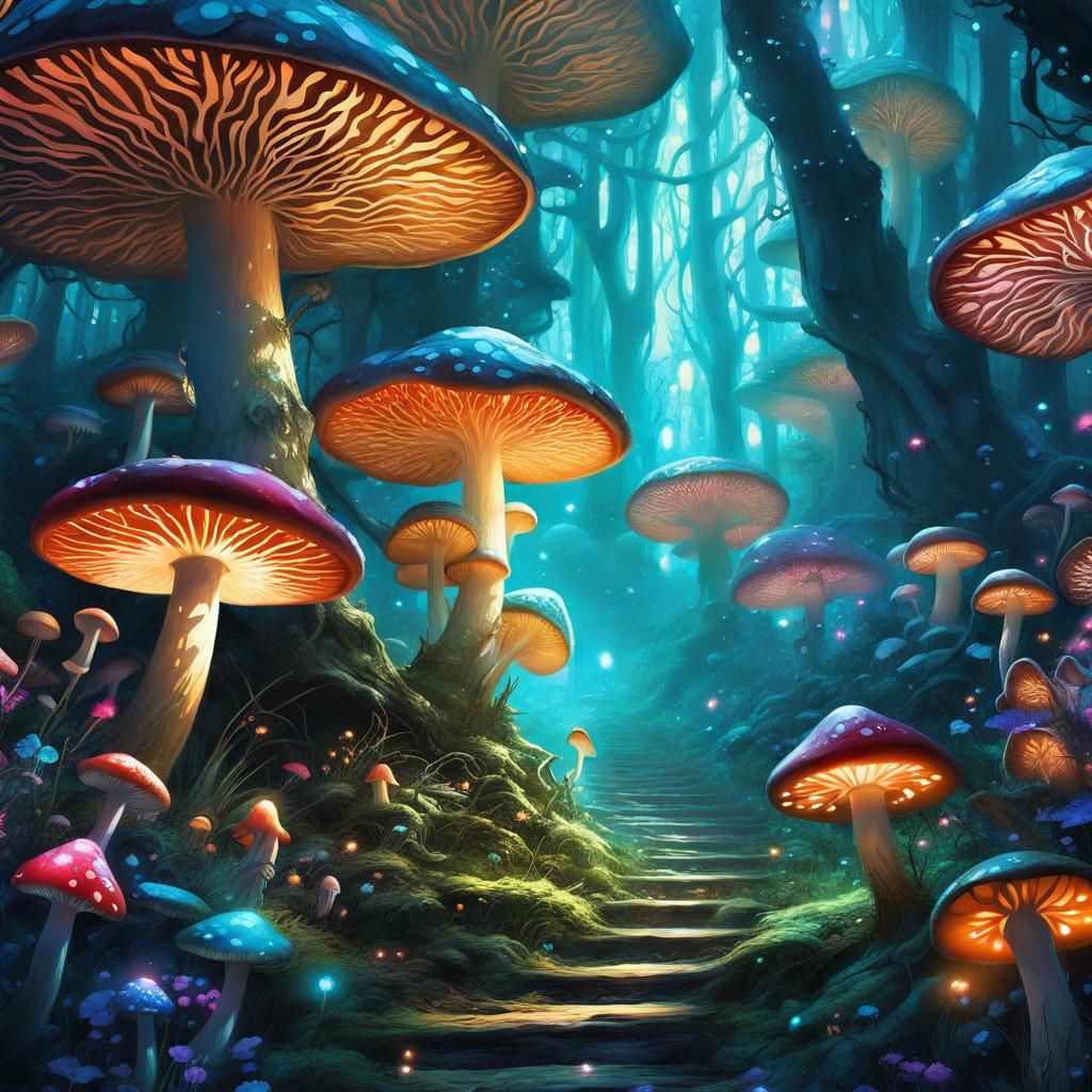 Mushroom path - AI Generated Artwork - NightCafe Creator