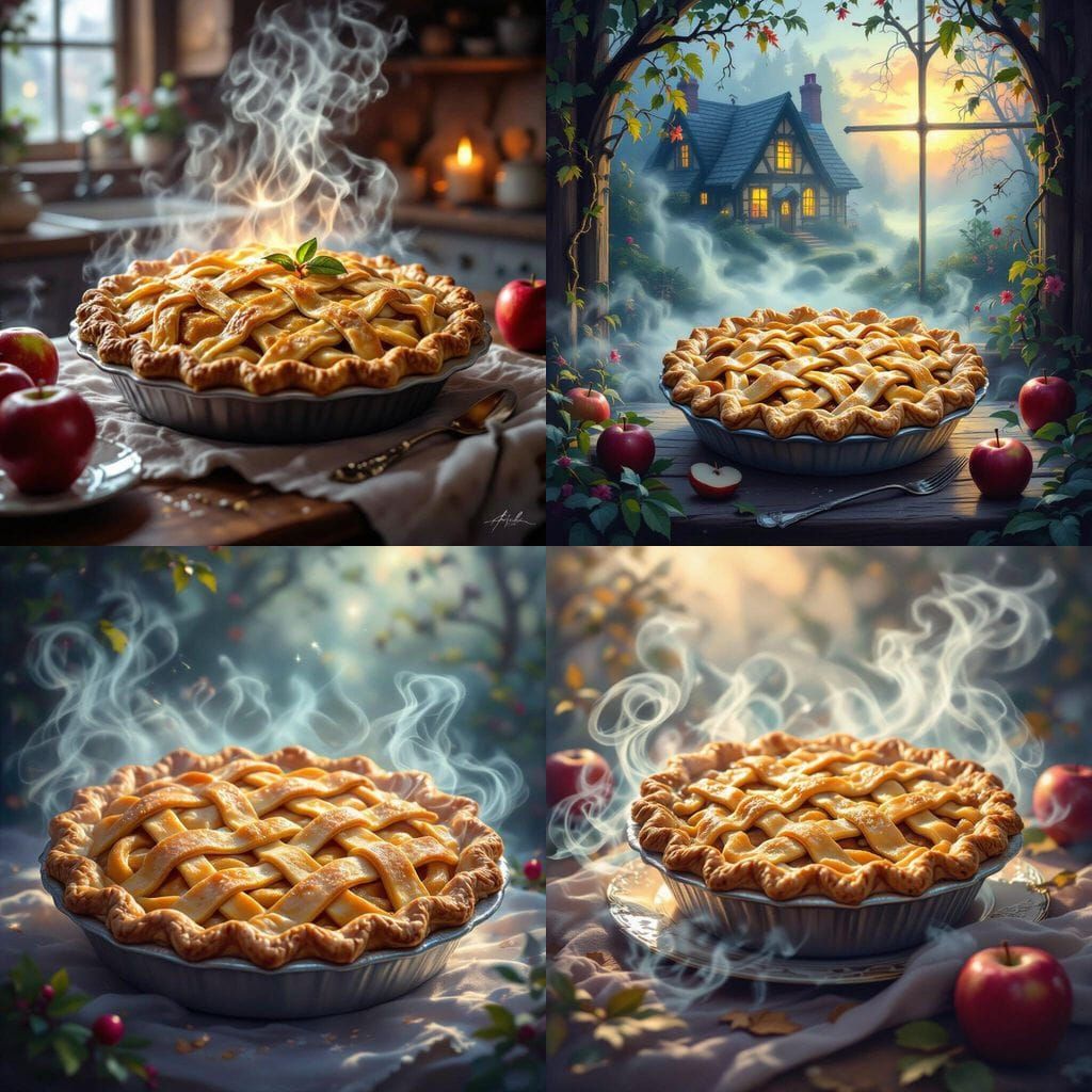 Ethereal Apple Pie in Misty Fantasy Style
