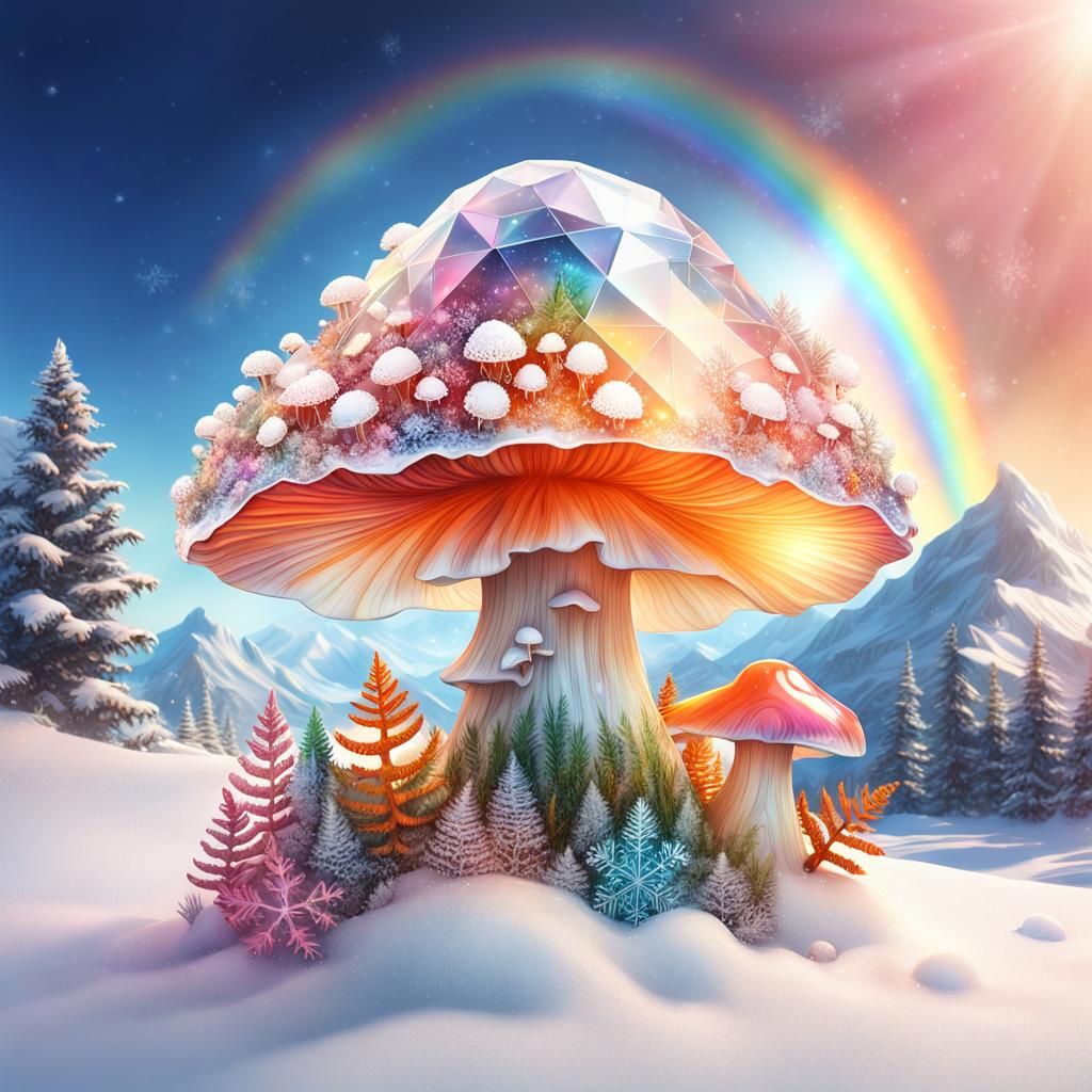 Spiritual Aura Quartz Winter Mushroom