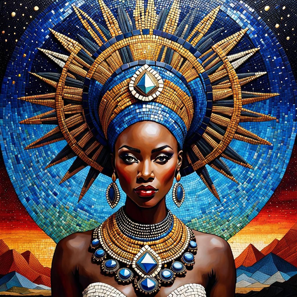Quilted Mosaic Benin African Queen  by @Topher
