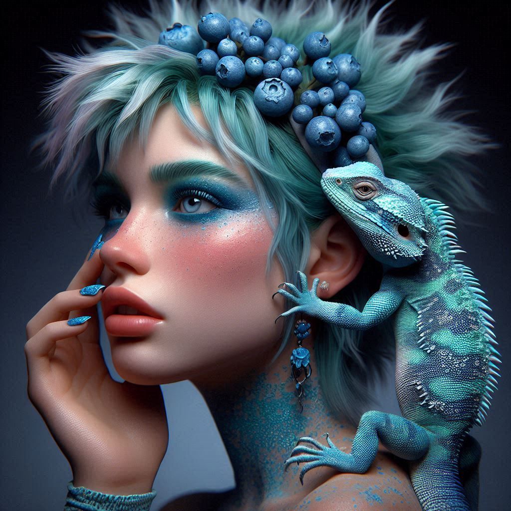 Girl with the blue lizard