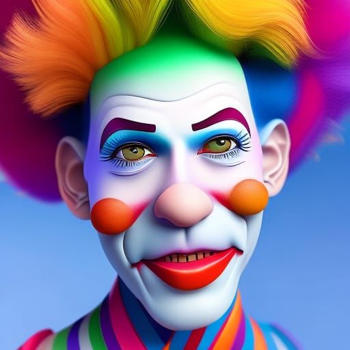 friendly, whimsical male circus clown, deep gorgeous colors, highly ...