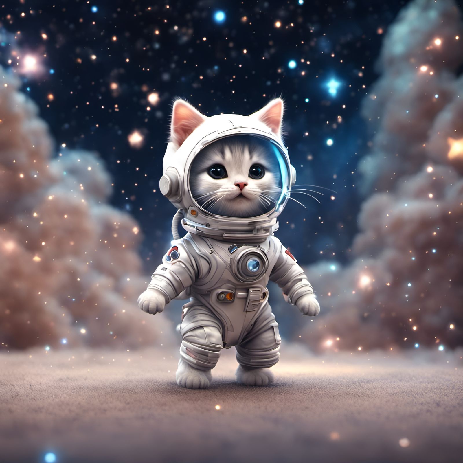 Adorable kitten on a space walk