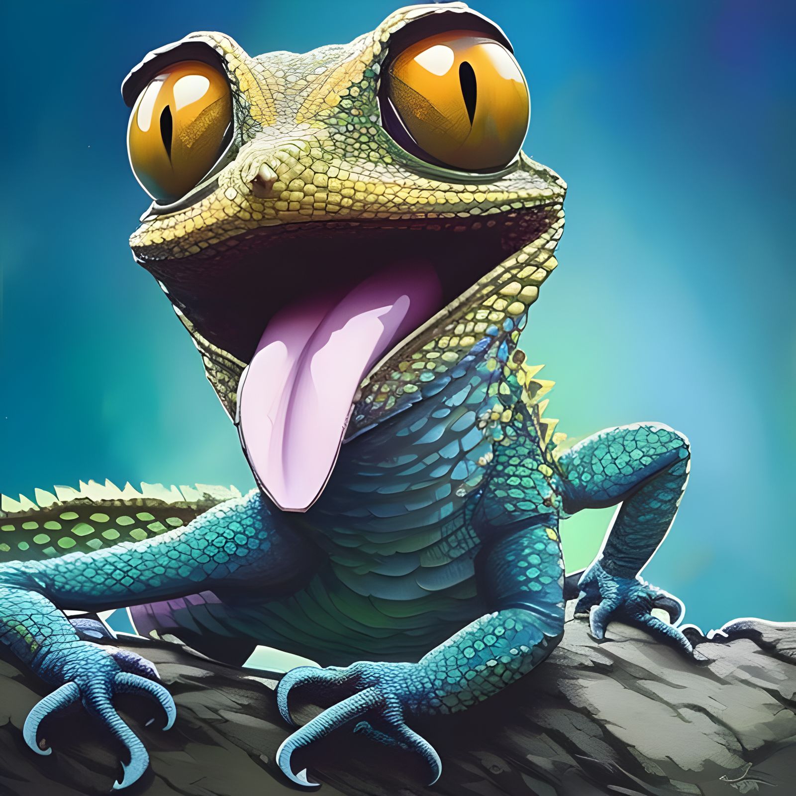 Cute Chibi Lizard in Disney Pixar Style