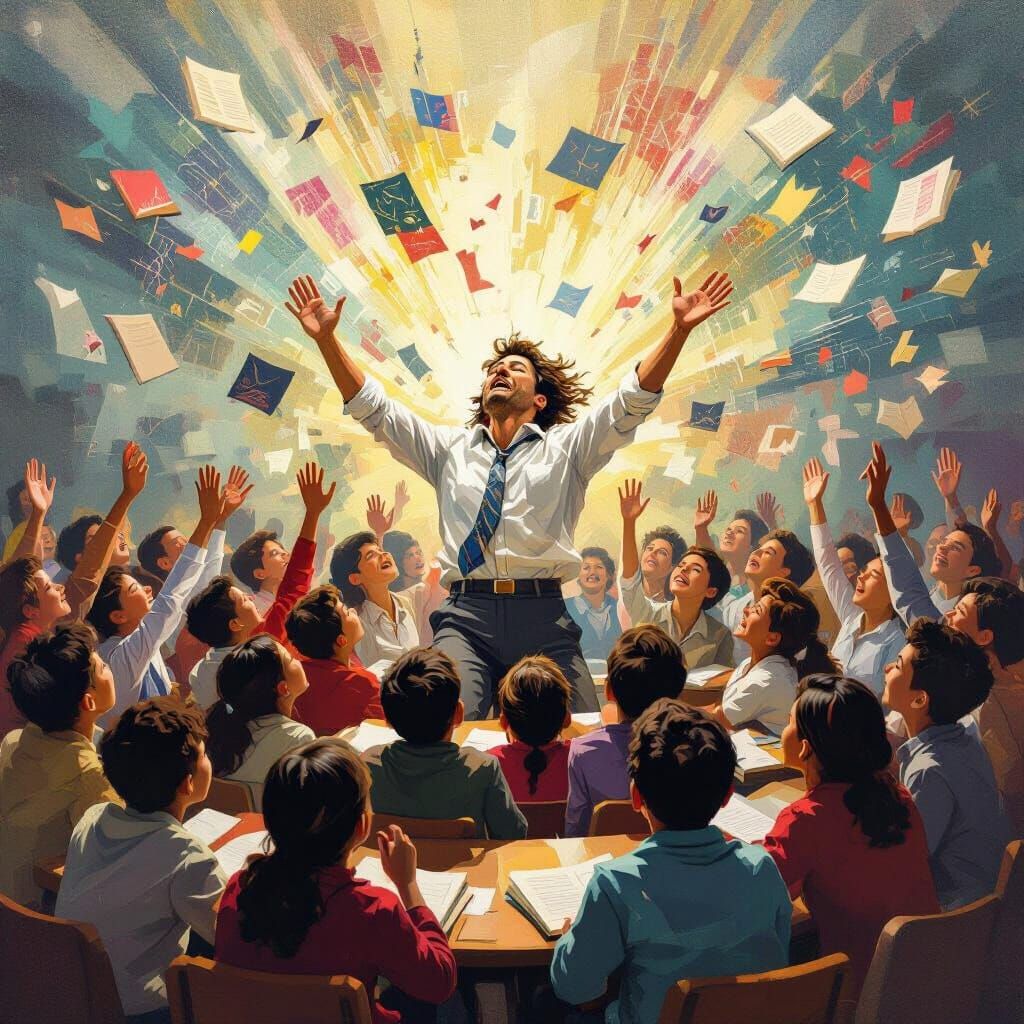 Teacher Overwhelmed by Engaged Students in Vibrant Mural Sty...