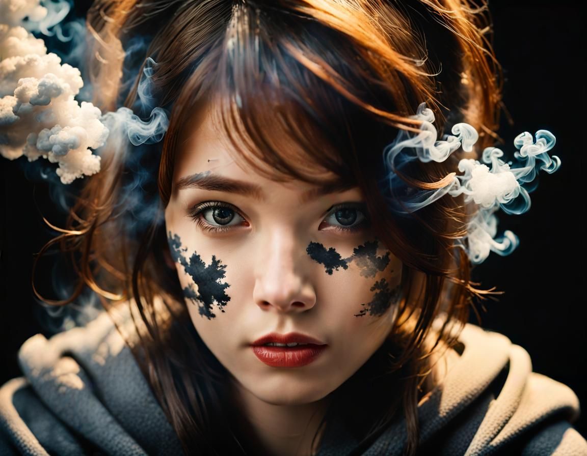 Ethereal Woman: Portrait of Smoke in Hyperrealism