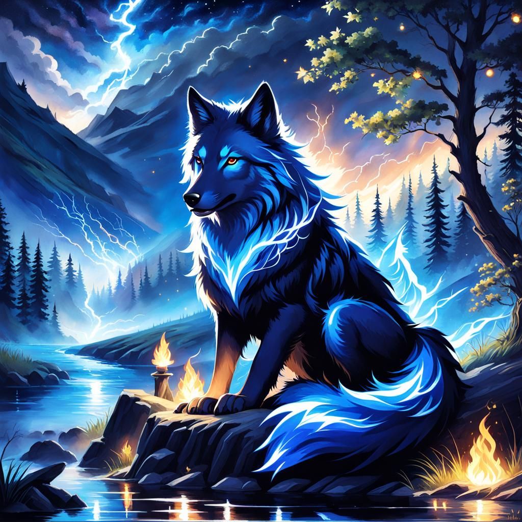 lightning wolf  by @PenguinCrossing