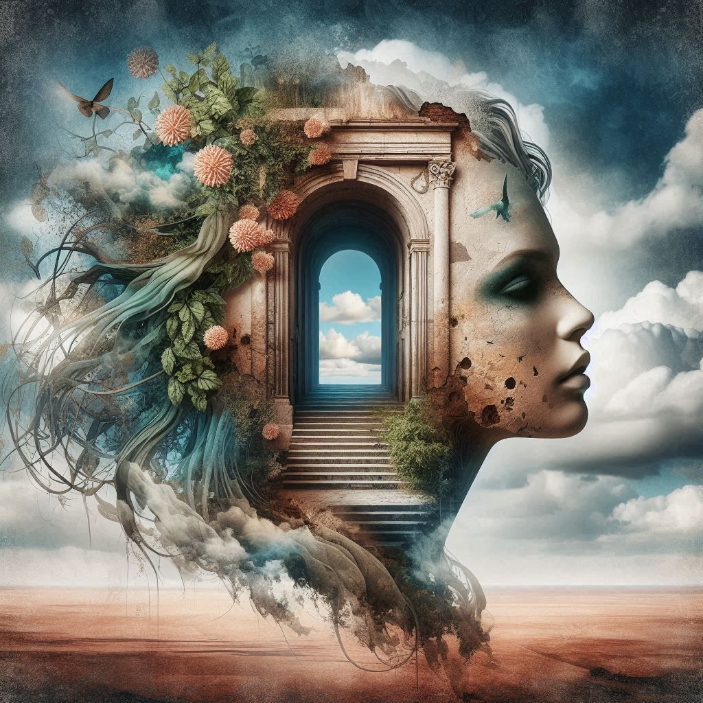 A surreal woman profile  by @Sara