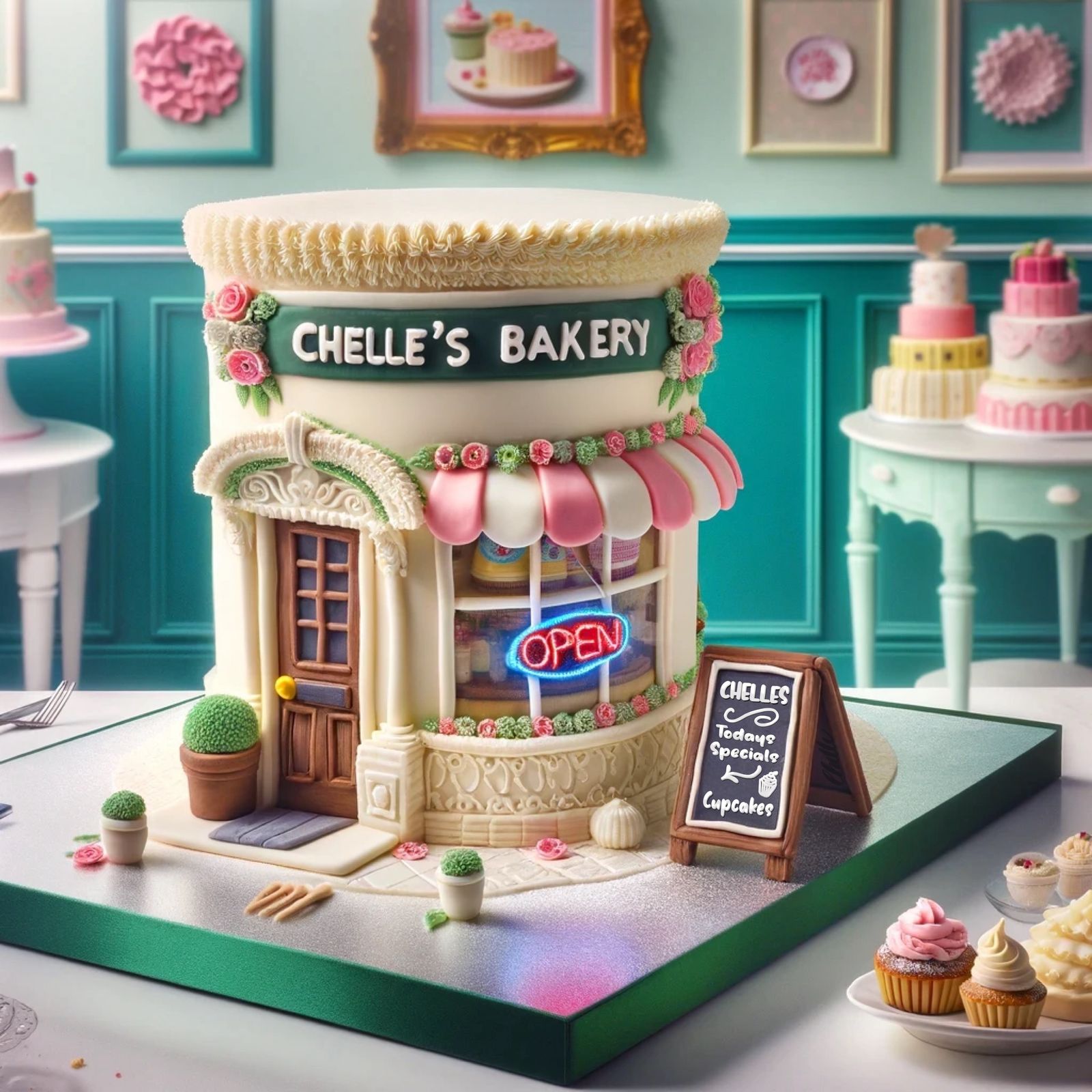 A Bakery Storefront Cake in a Bakery