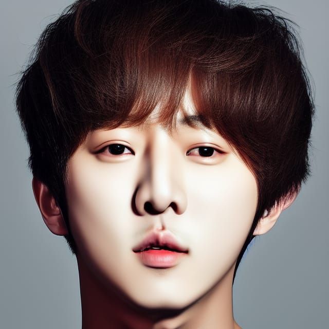 K-pop singer in big stage. Close-up portrait, color portrait...