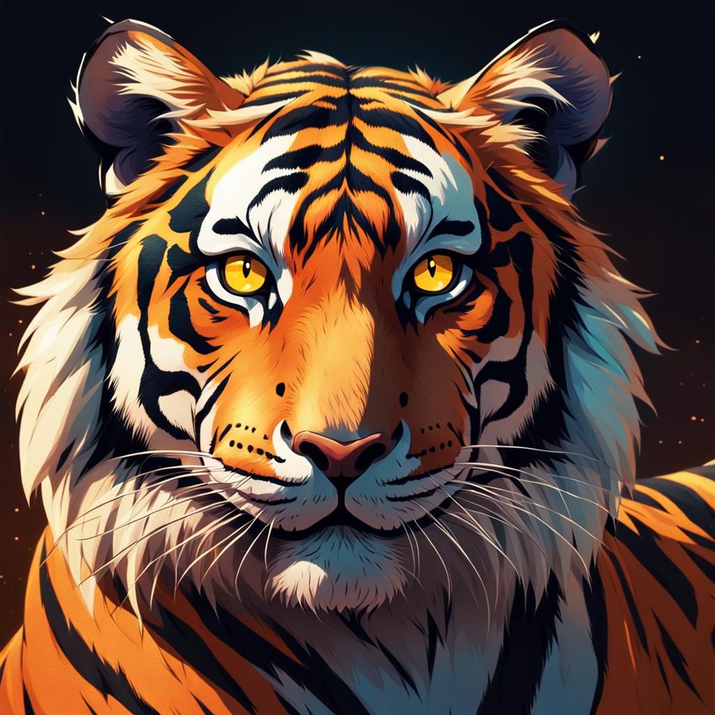 Anime Tiger Person in Studio Trigger Style