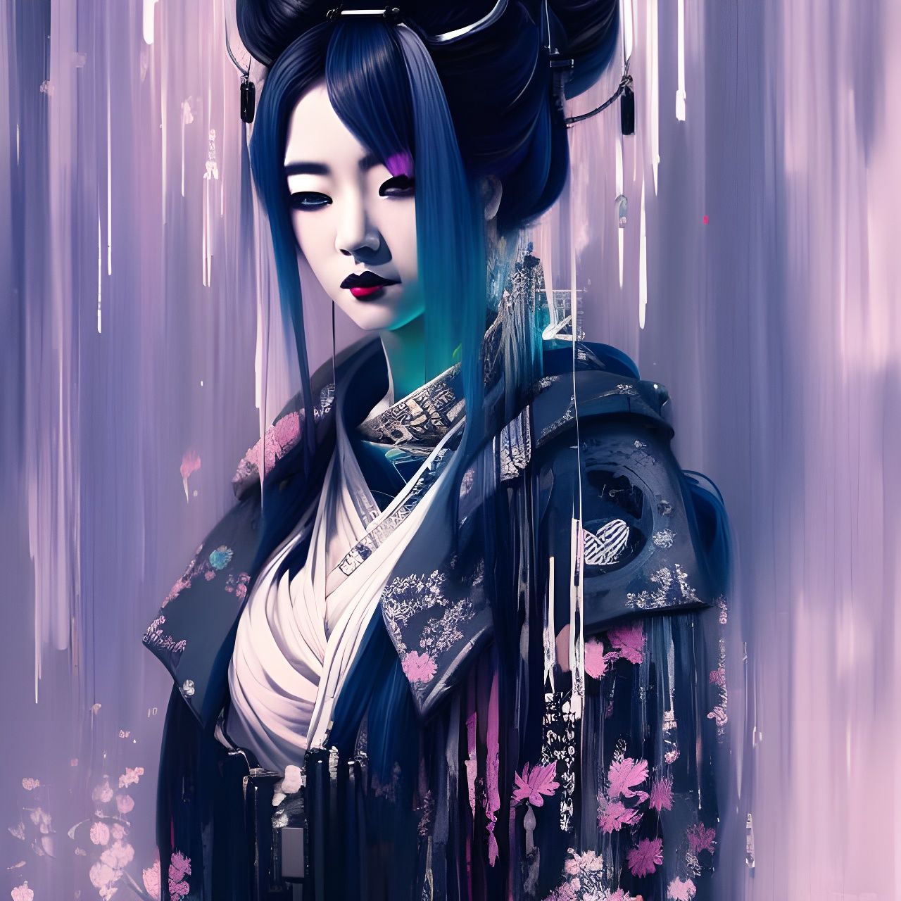 Indigo Cyberpunk Geisha I Ai Generated Artwork Nightcafe Creator 4565