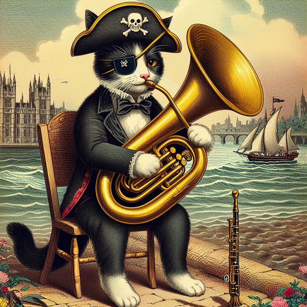 Pirate Kitty Playing Tuba no.4
