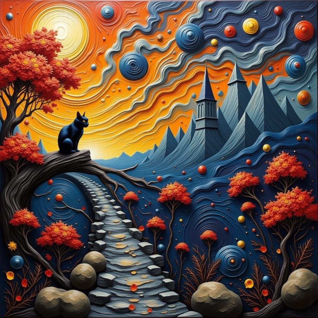 <lora:Impasto2 Flux:1.0> impasto cat