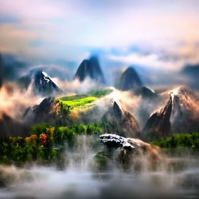 misty mountain landscape
