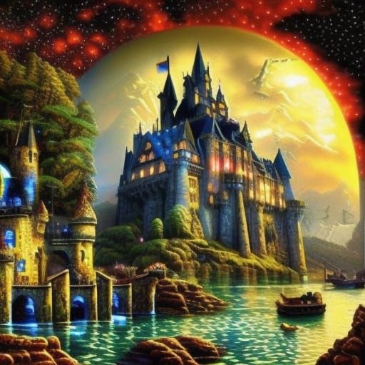 majestic castle in a faraway land