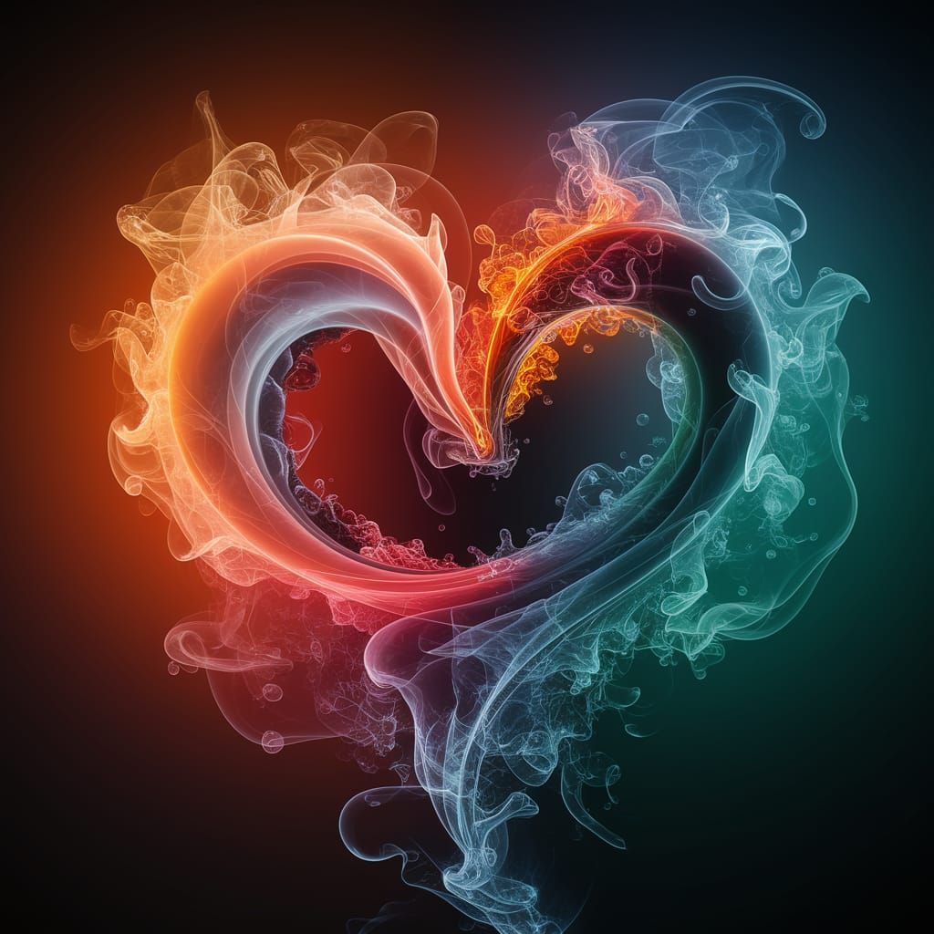 Vibrant Dance of Water and Flame in Abstract Harmony