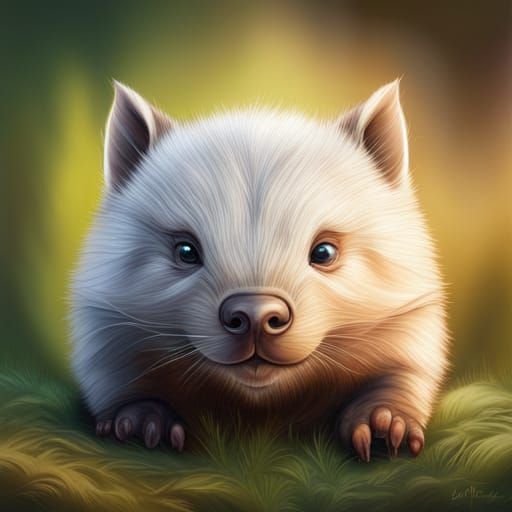 Cute fluffy baby wombat