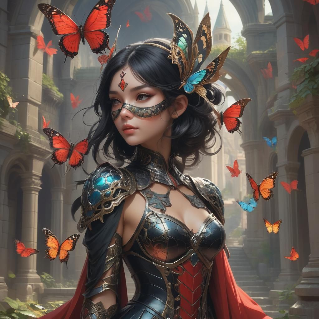 The Lady And Her Butterflies