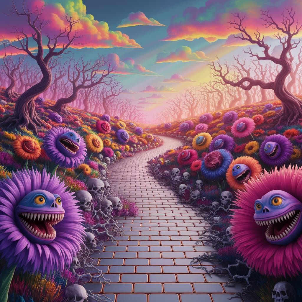 A beautiful rainbow landscape, ethereal fantasy, hyperdetailed, misty colorful sunshine beams, bright, ...  by @Jer Morgan