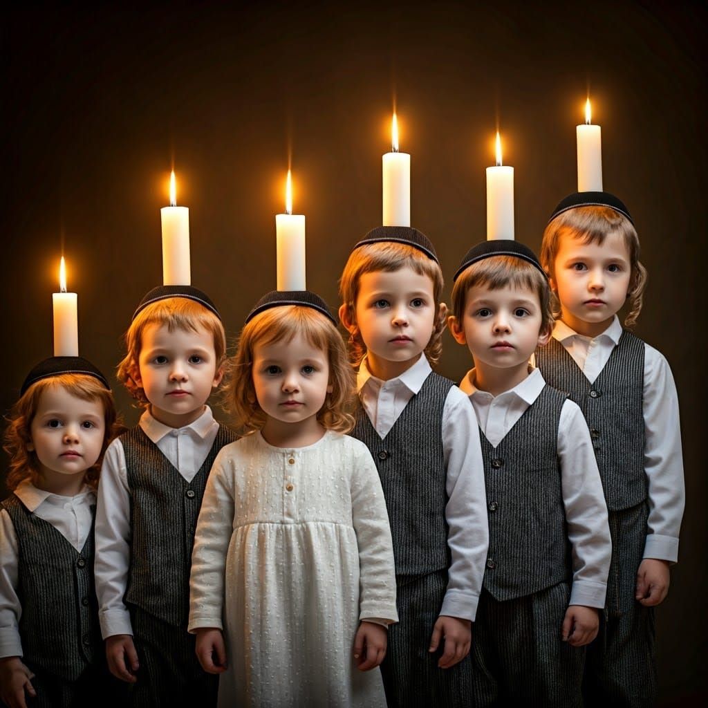 Little Lights: 9 Orthodox Jewish Children Form a Menorah of...