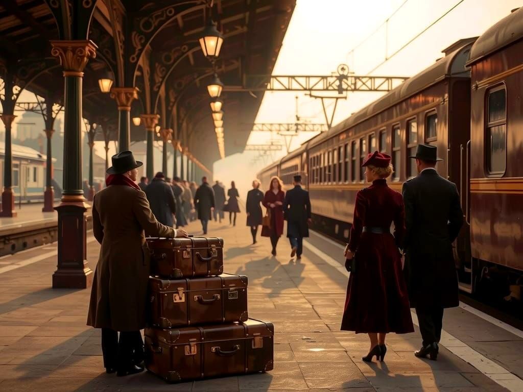 A melancholic cinematic take on waiting on a train station platform, inspired by a lost and forgotten ...  by @Hugo Raul
