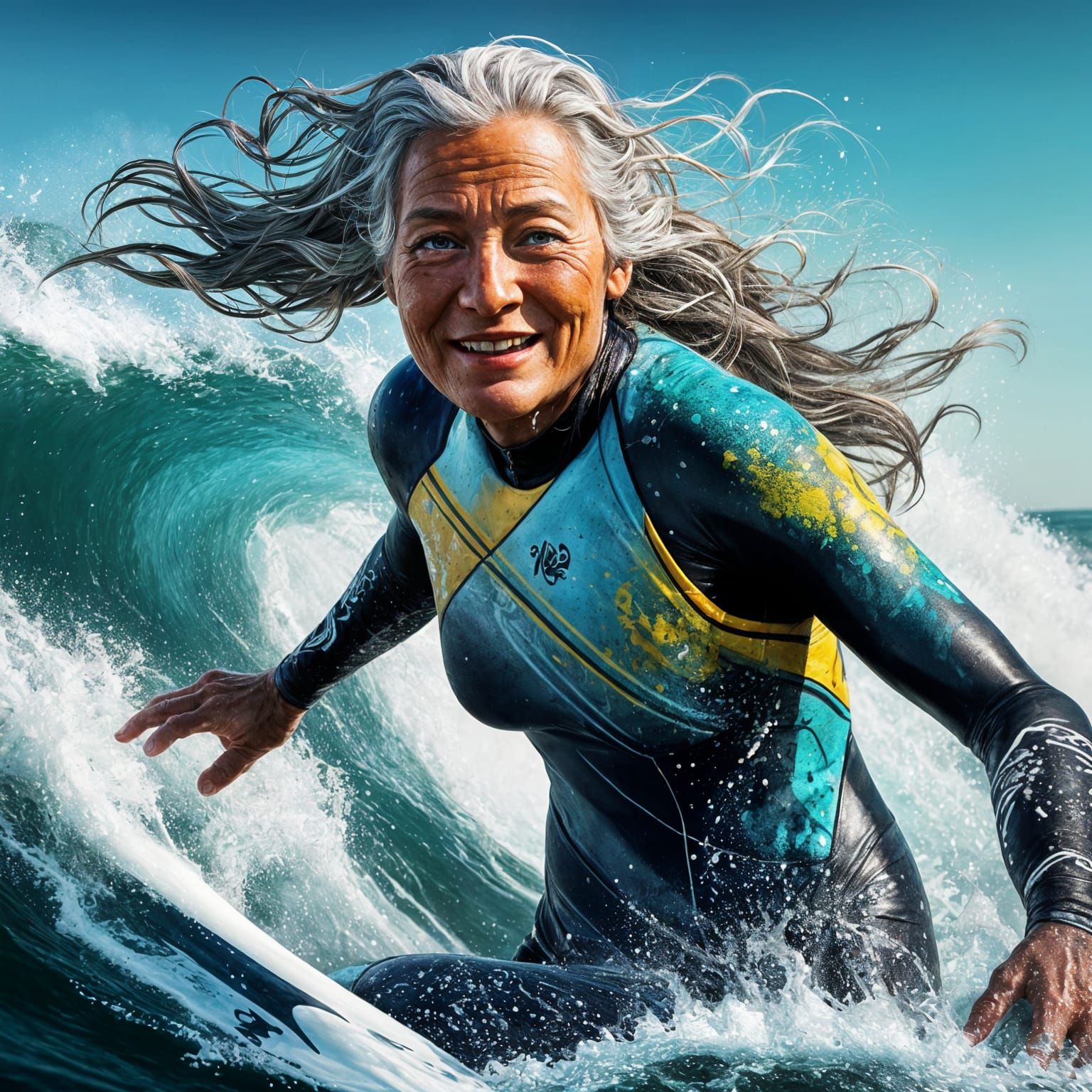  Aging woman surfer  by @Kushta1