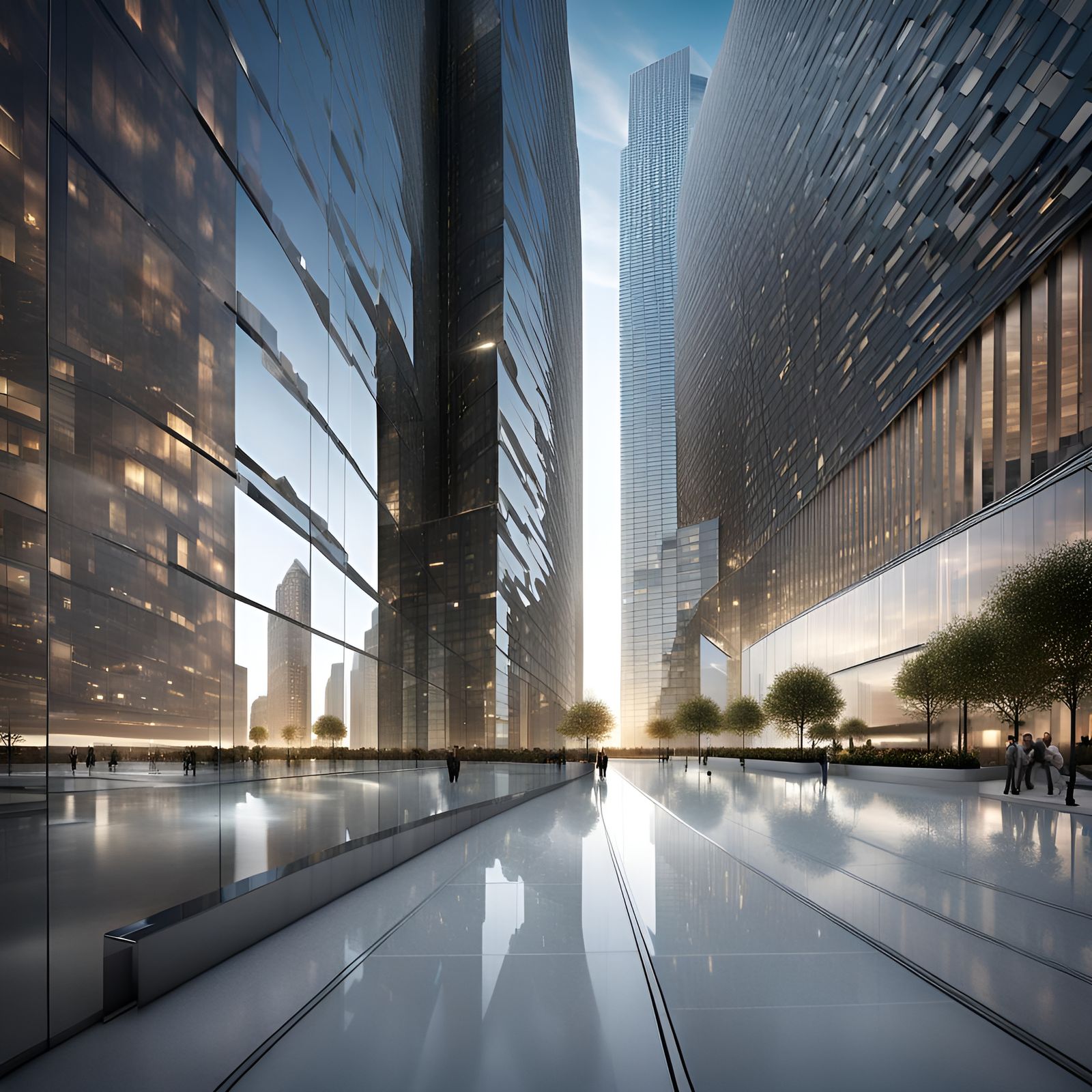 Generate a 3D skyscraper inspired by Rem Koolhaas with a fut...