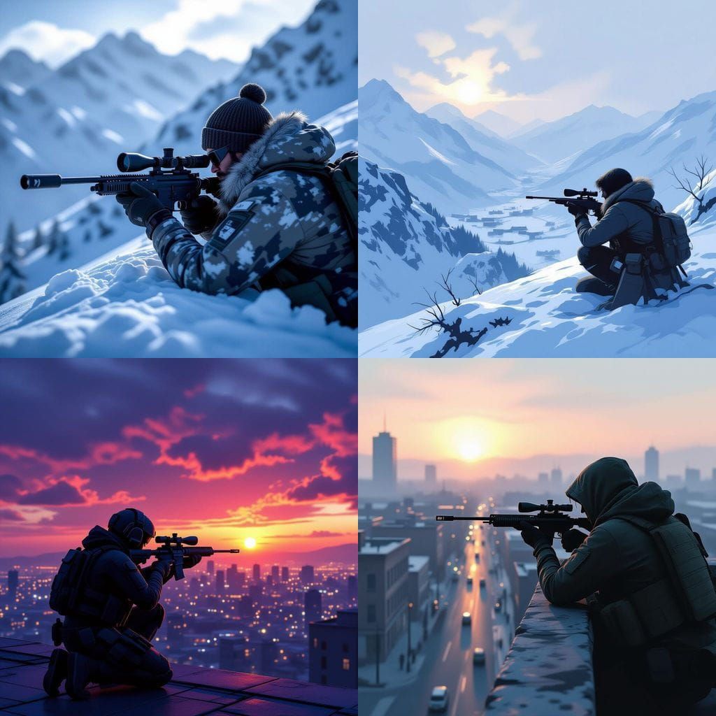 Sniper Aiming in Realistic Style