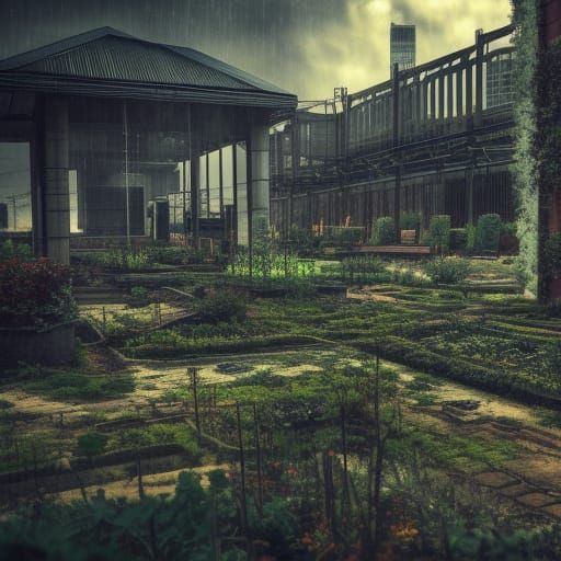 A toxic garden in a dystopian city.