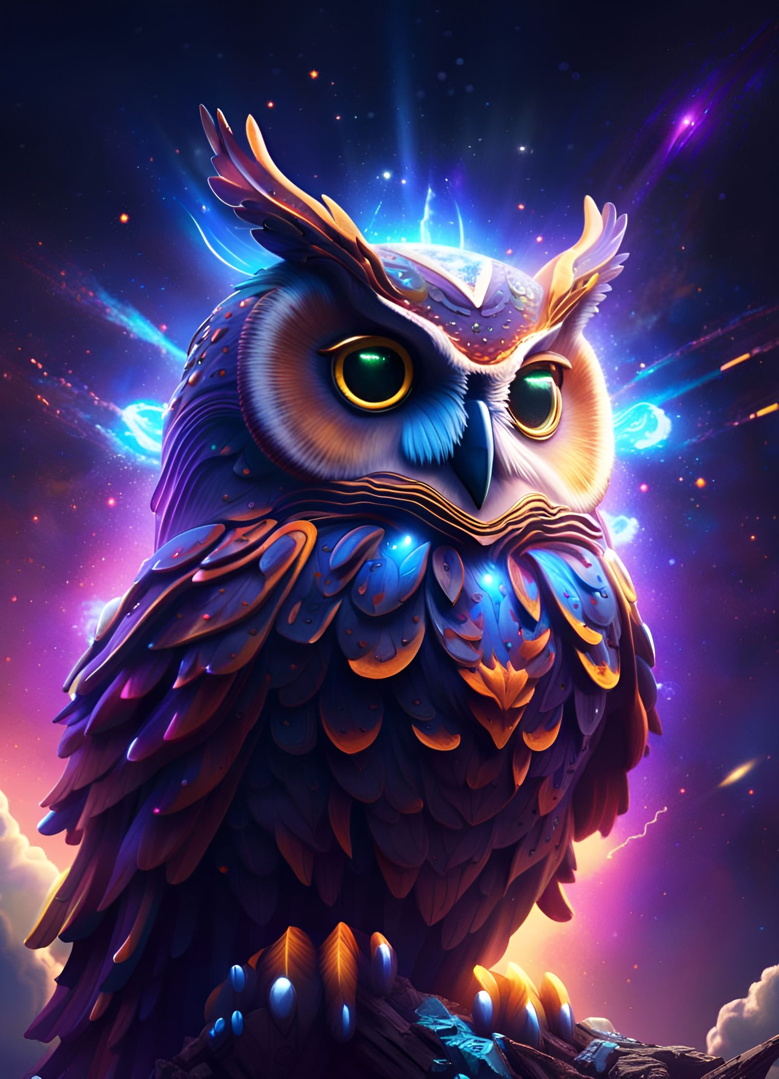 Cosmic Owl 🦉🌌  by @Navneet