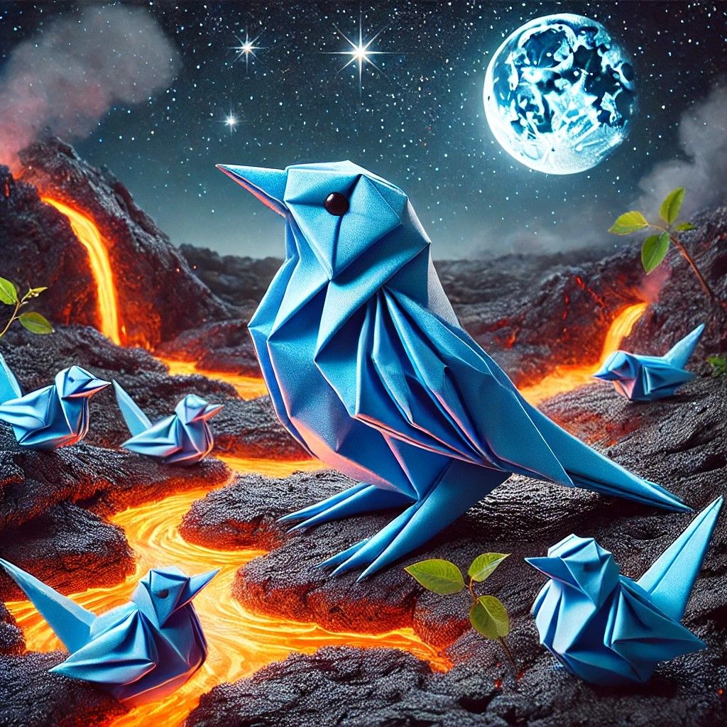 Origami Indigo Bunting