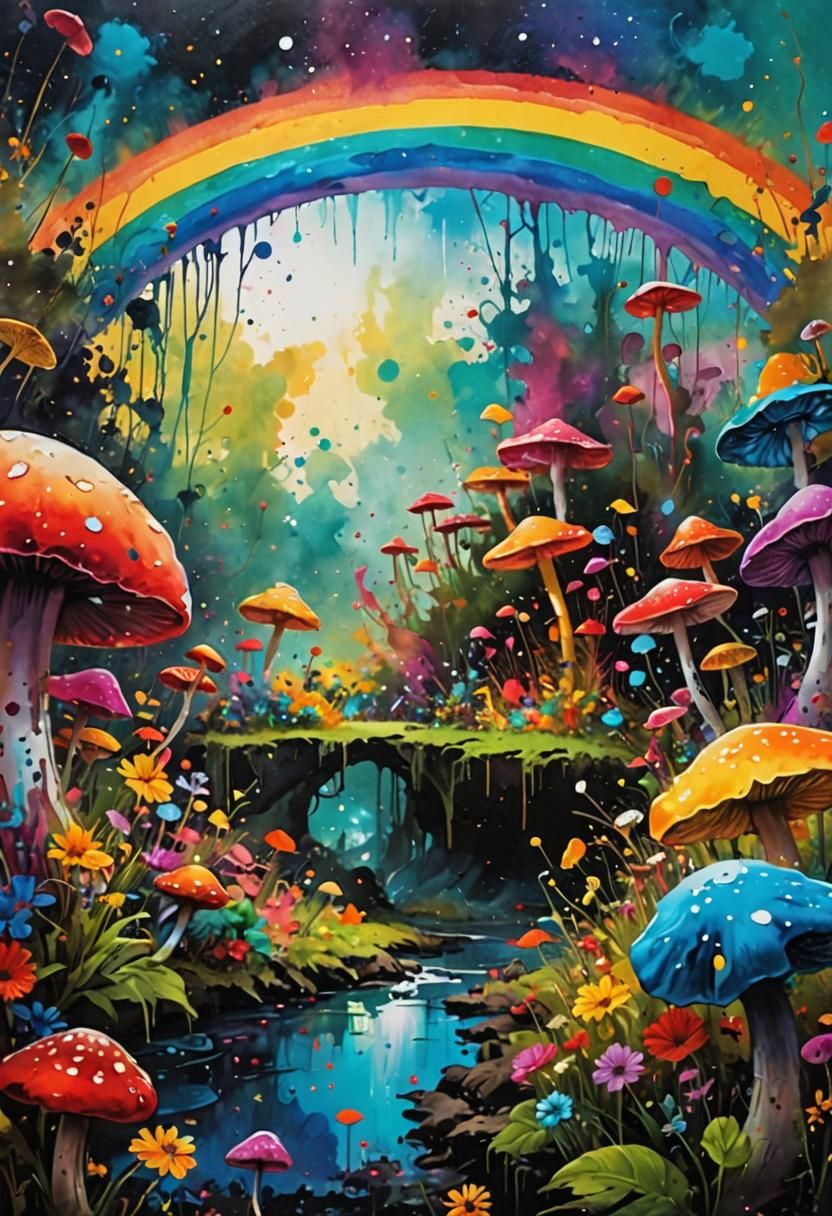 Rainbow mushrooms kingdom 