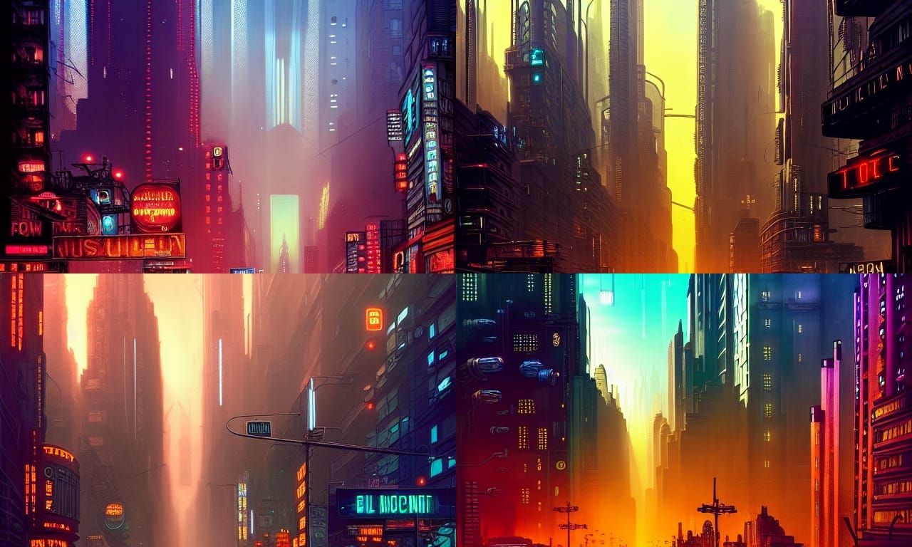 a street in future NYC, biopunk, dieselpunk, cyberpunk, james gurney ...