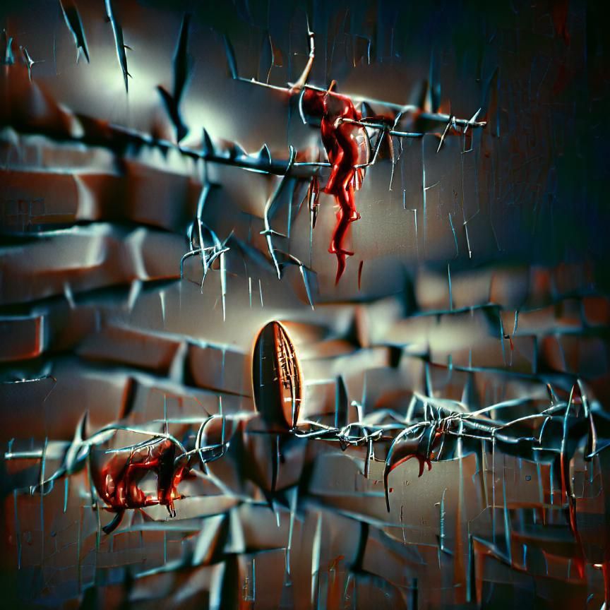 The walls are made out of nails and barbed wire and I can't ...