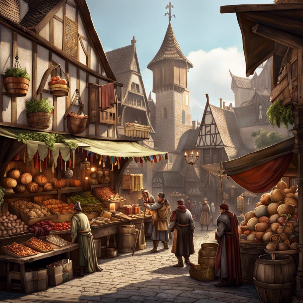 A day in a medieval market  by @Vattende