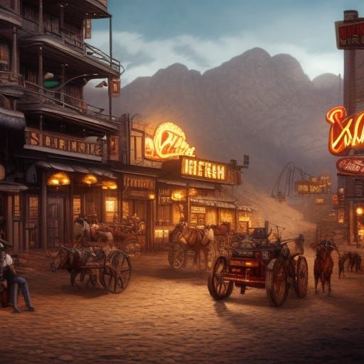 Wild west town - AI Generated Artwork - NightCafe Creator