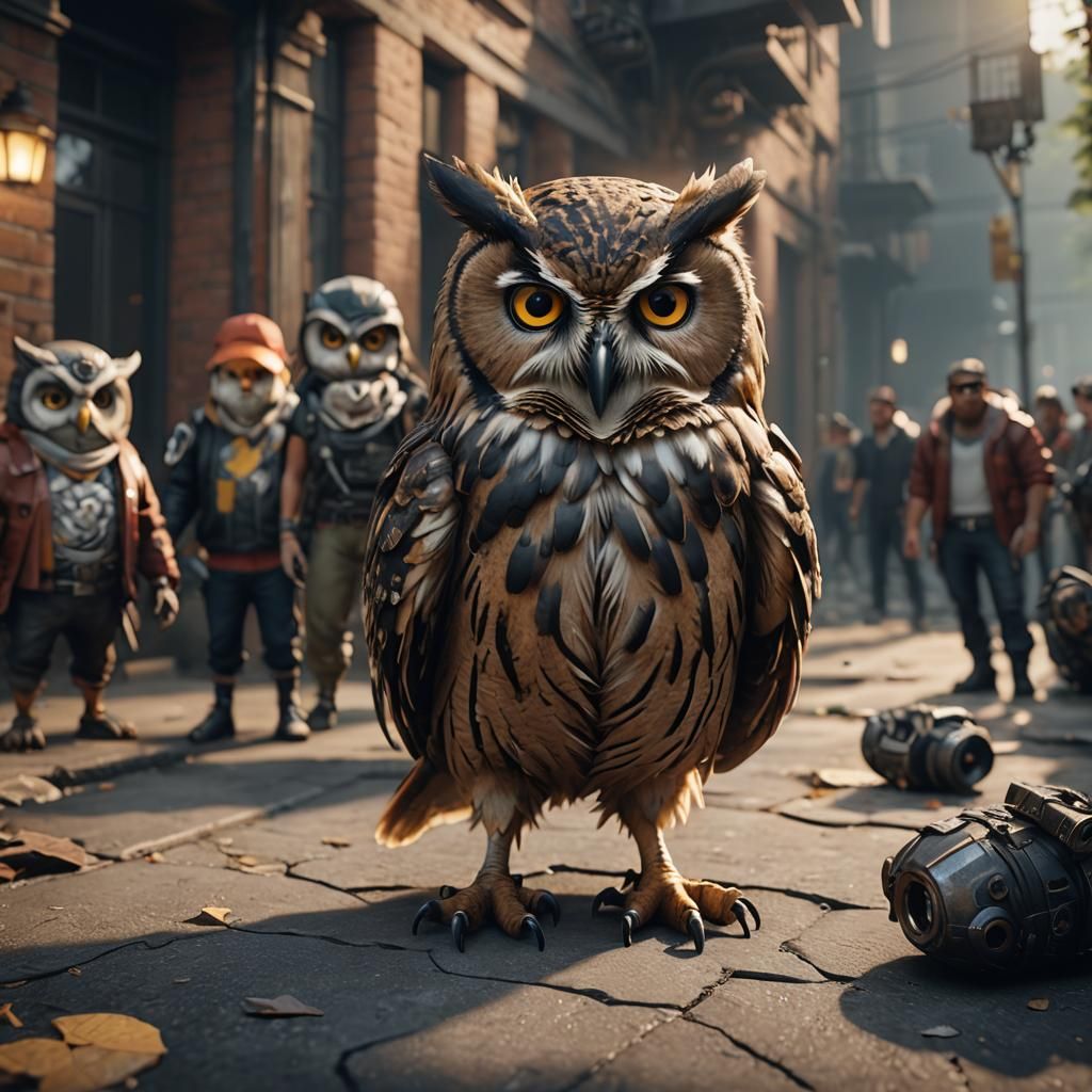 An owl and a gang member