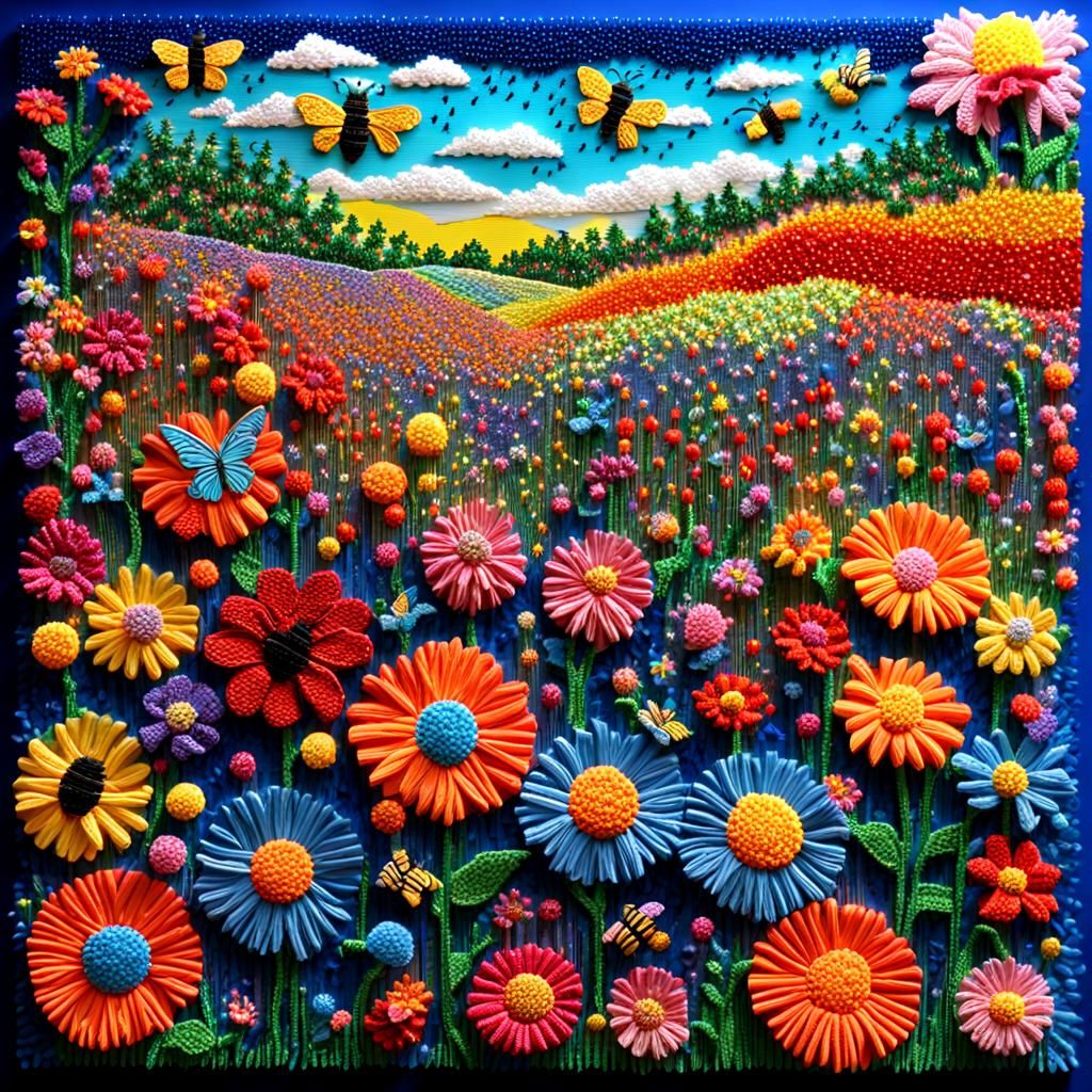 Field of Bees and Wildflowers  by @Robarbie