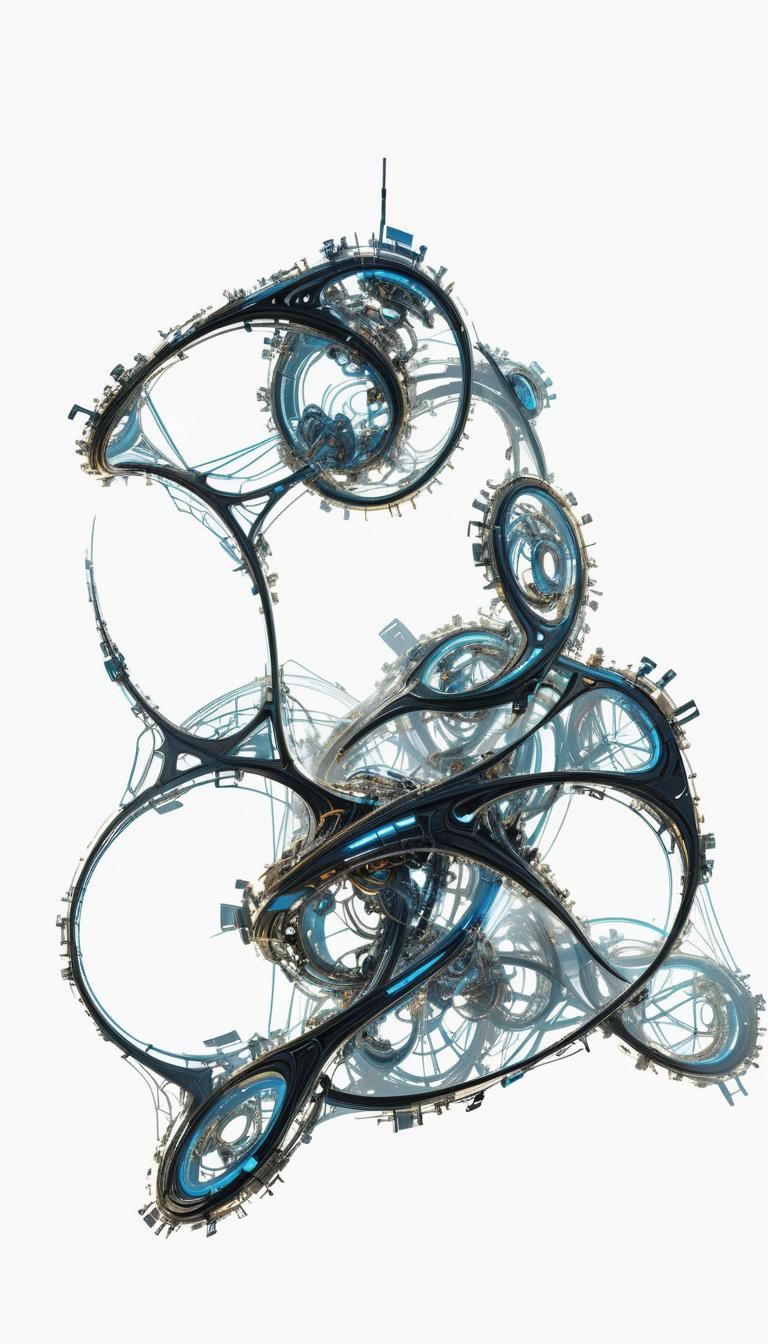 Chaotic black lines intertwine to form an abstract shape wit...