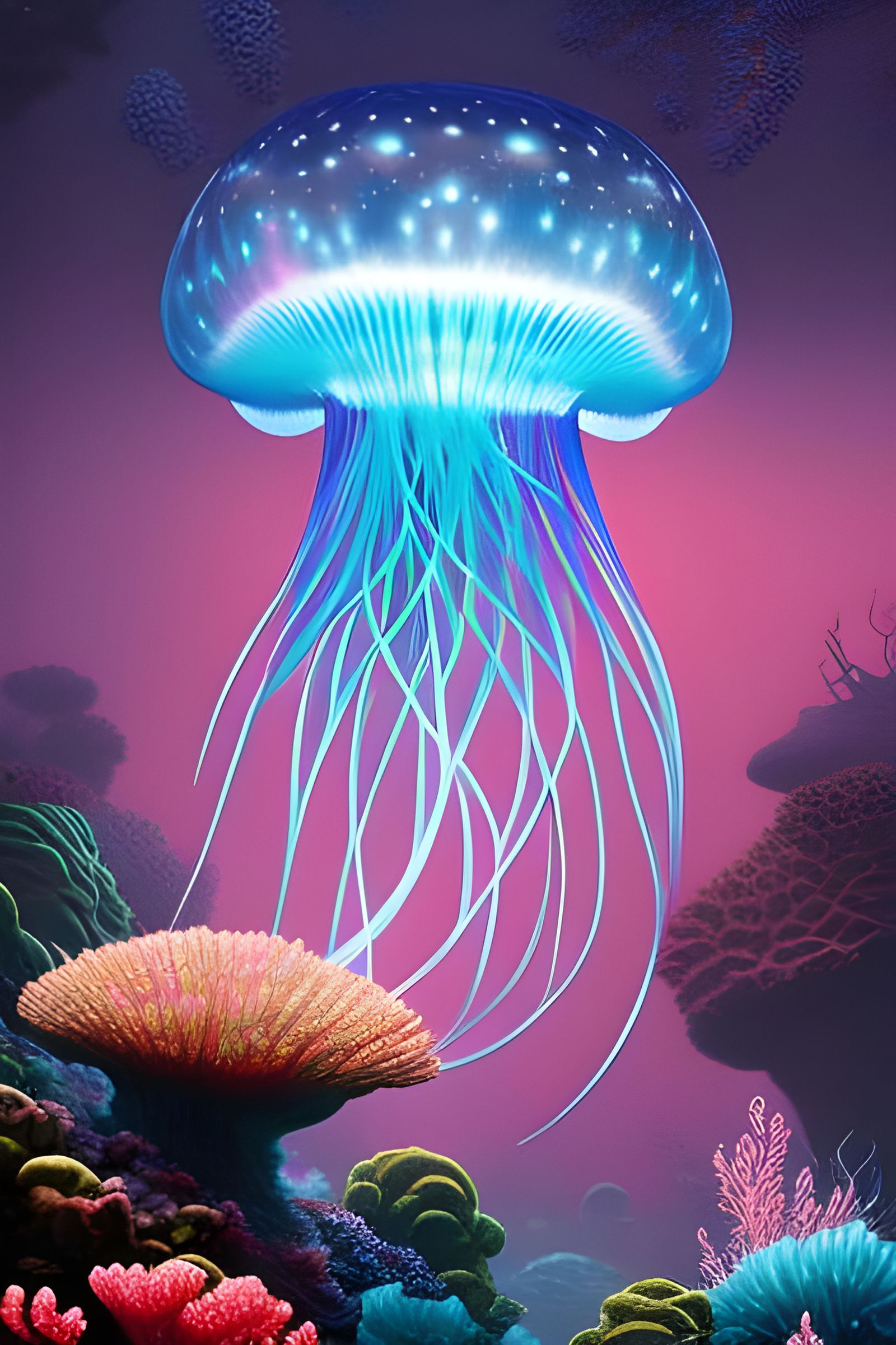 Galactic Moonglow Jellyfish - Ai Generated Artwork - Nightcafe Creator