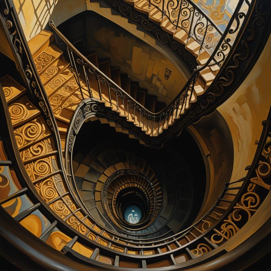 Looking down A staircase that twists with no end  by @Heather Marie