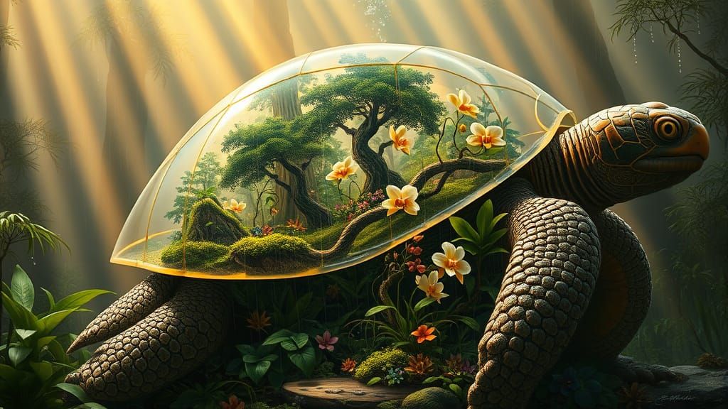 Turtle with rainforest biodome  by @Jarveyboy