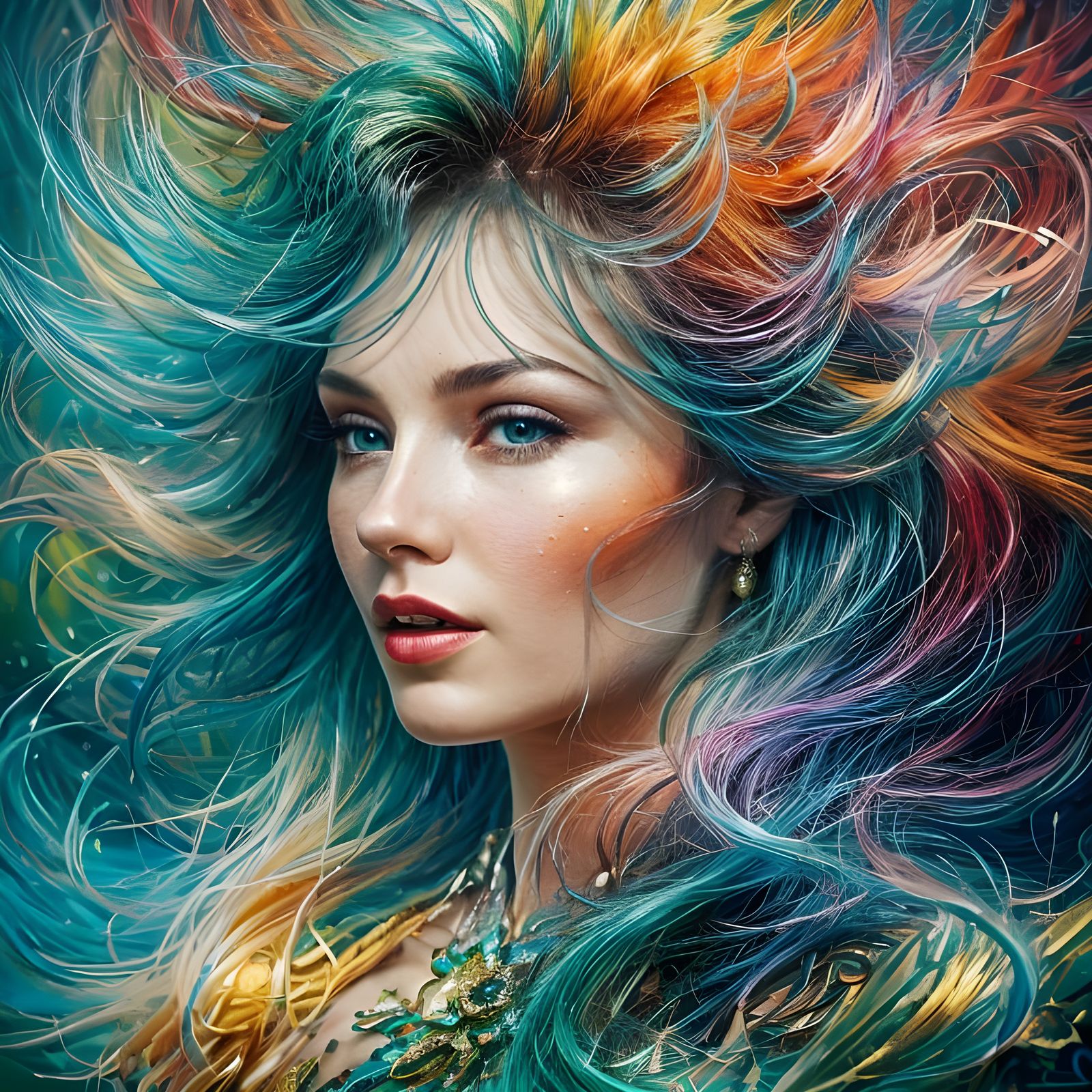 Hyperrealistic Portrait of Woman in Futuristic Jewelry