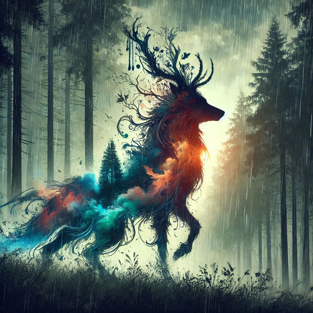 double exposure beautiful fantasy DALL-E 3 portrait landscape..