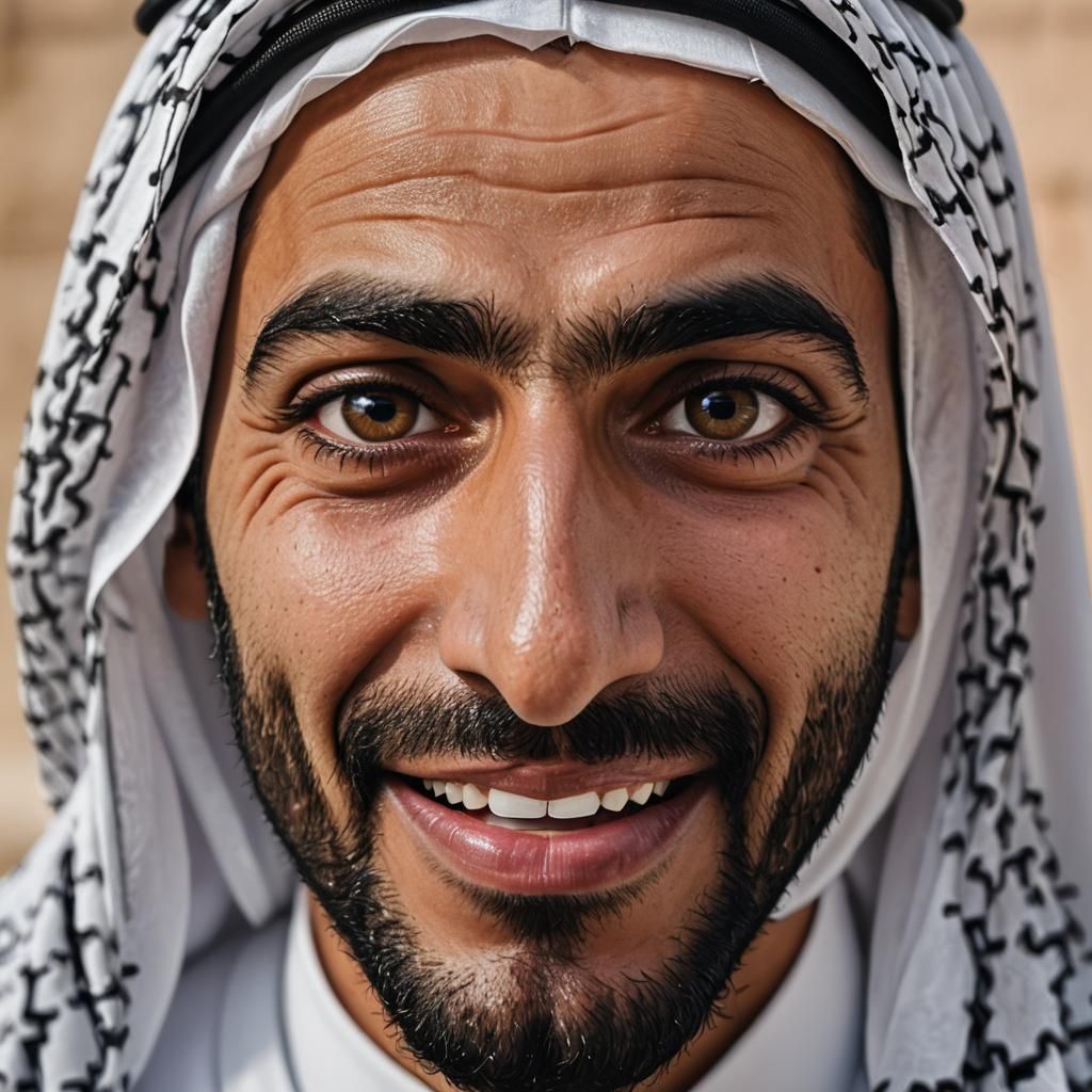Funny face of a young Arab man