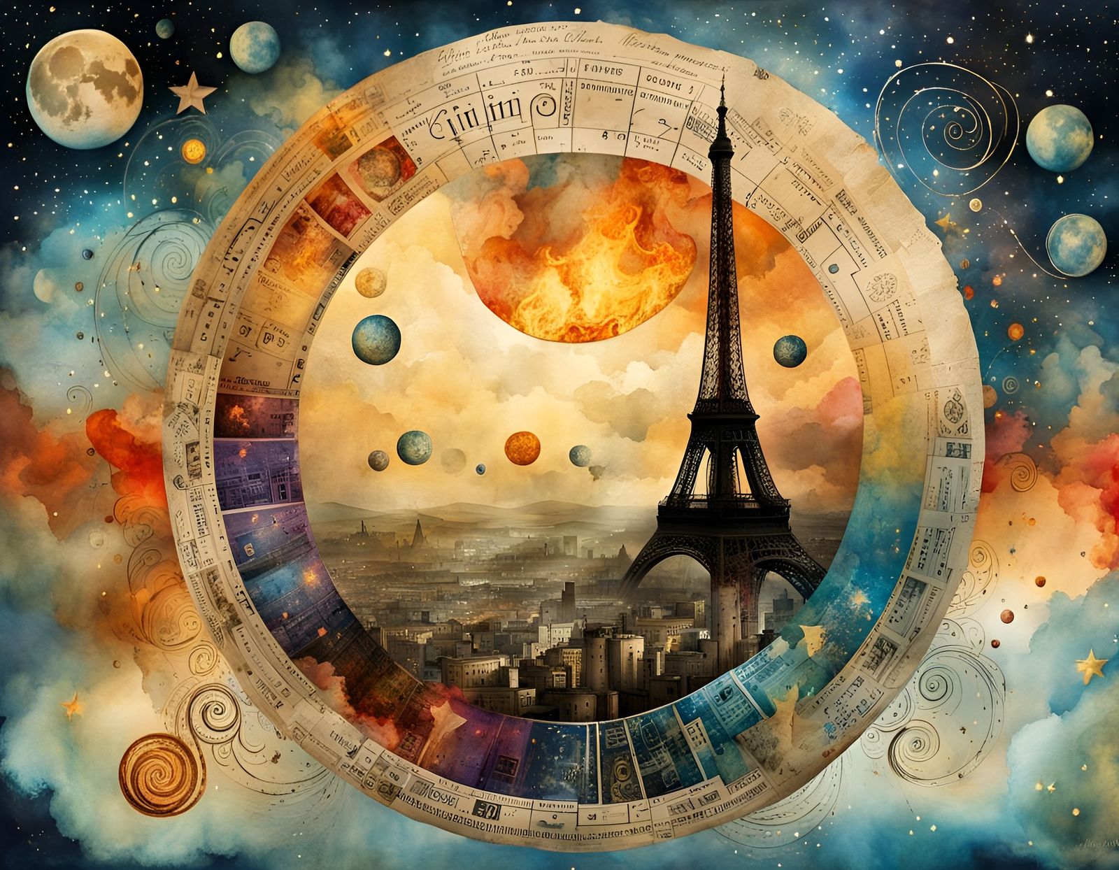 Watercolor poster art of Paris for Jabpuf  by @Ken Ma