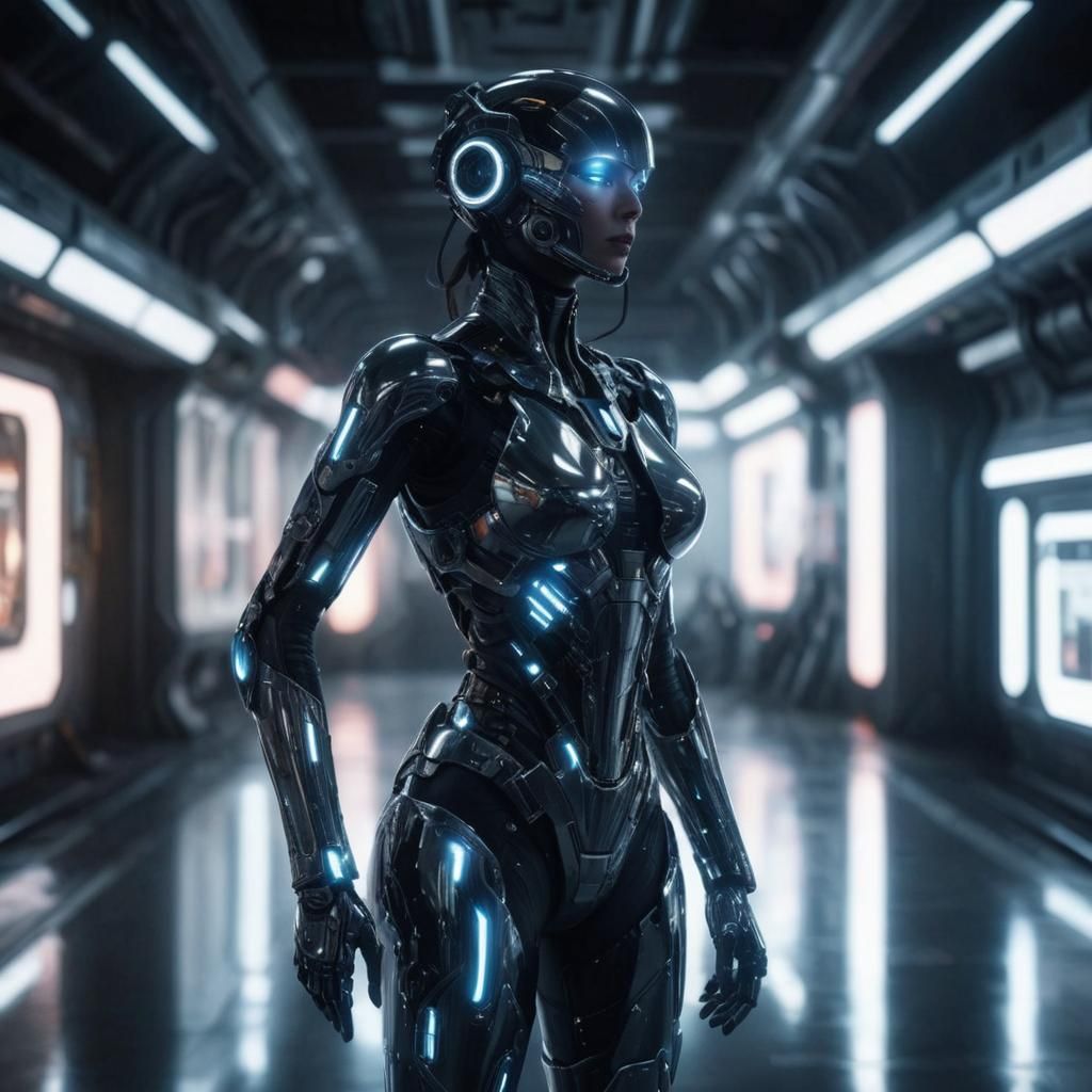 Such an everlasting body shiny chrome sci fi art detailed matte painting